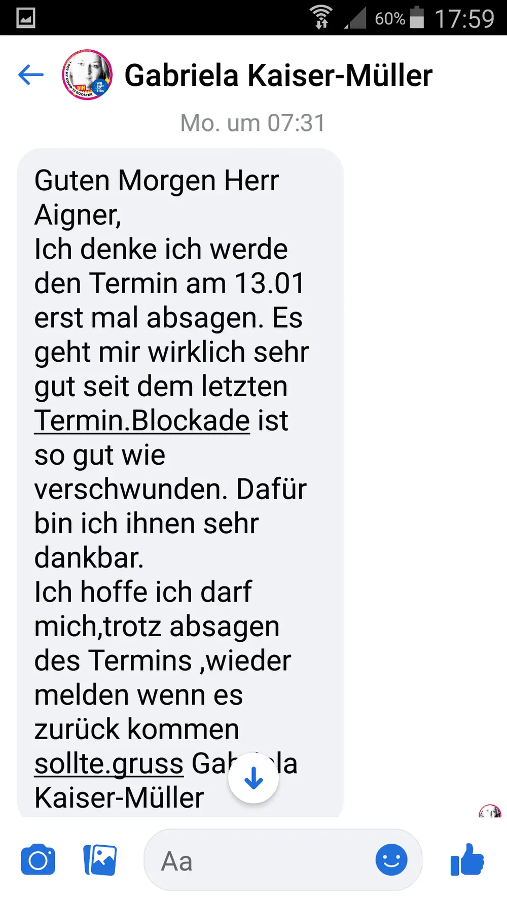 Heilpraxis Aigner Erfahrungen Blockade gelöst Gabriela K.-M.