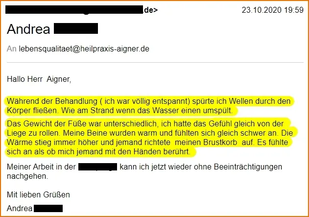 Heilpraxis Aigner Erfahrungen Körperorientierte Psychotherapie Empfindungen