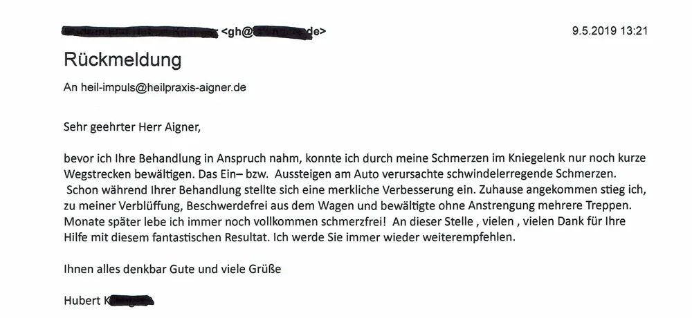 Heilpraxis Aigner Alternative Schmerzbehandlung Knieschmerzen