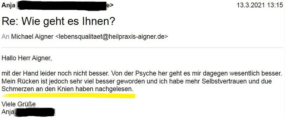 Heilpraxis Aigner - Erfahrungen Rückenschmerzen Knieschmerzen