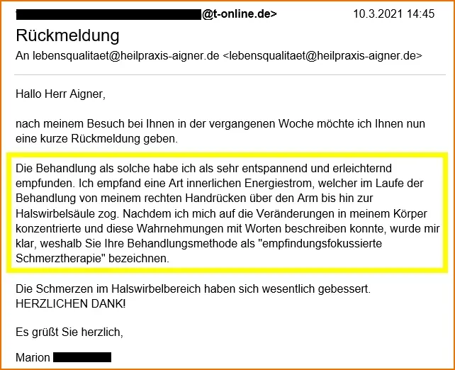 Heilpraxis Aigner Körperorientierte Psychotherapie Erfahrungen