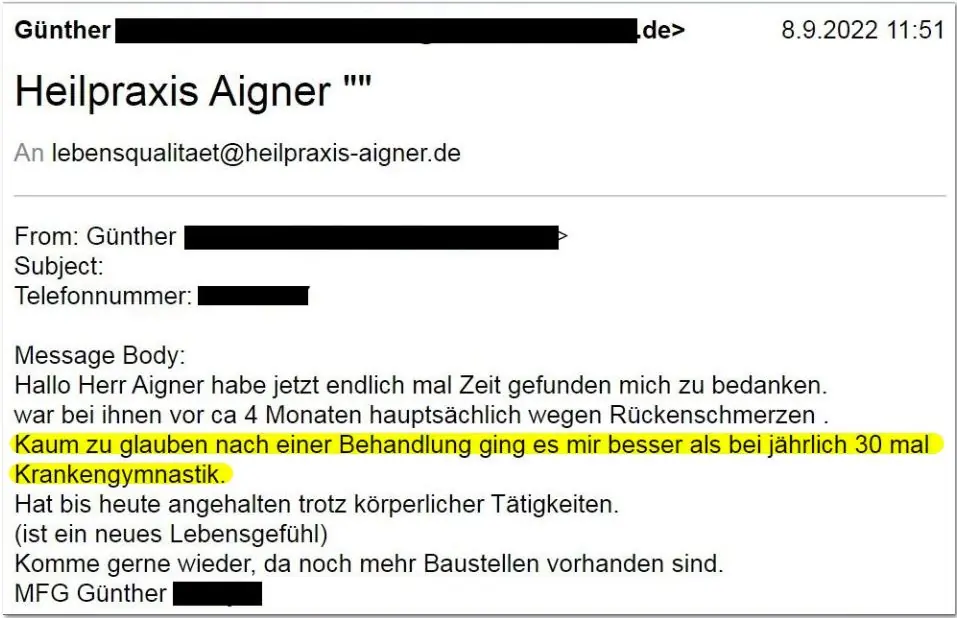 Heilpraxis Michael Aigner Erfahrungen Behandlung Rückenschmerzen