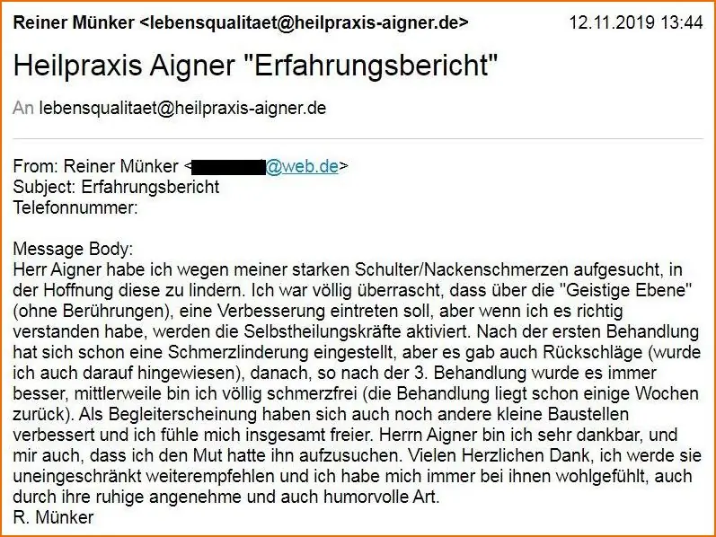 Heilpraxis Aigner - Geistige Aufrichtung Erfahrungen R. Münker